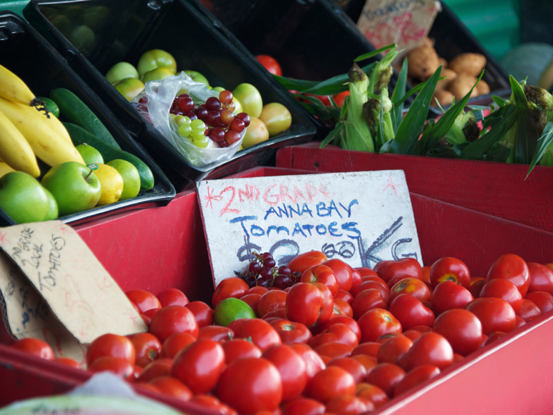 Roadside stall selling fresh produce